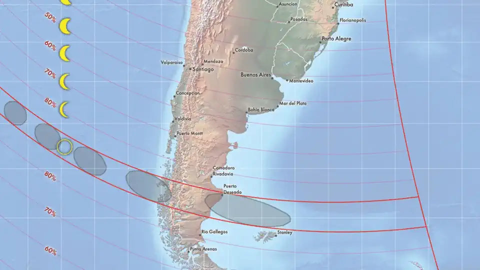 Map of the october 2024 annular eclipse over south america.